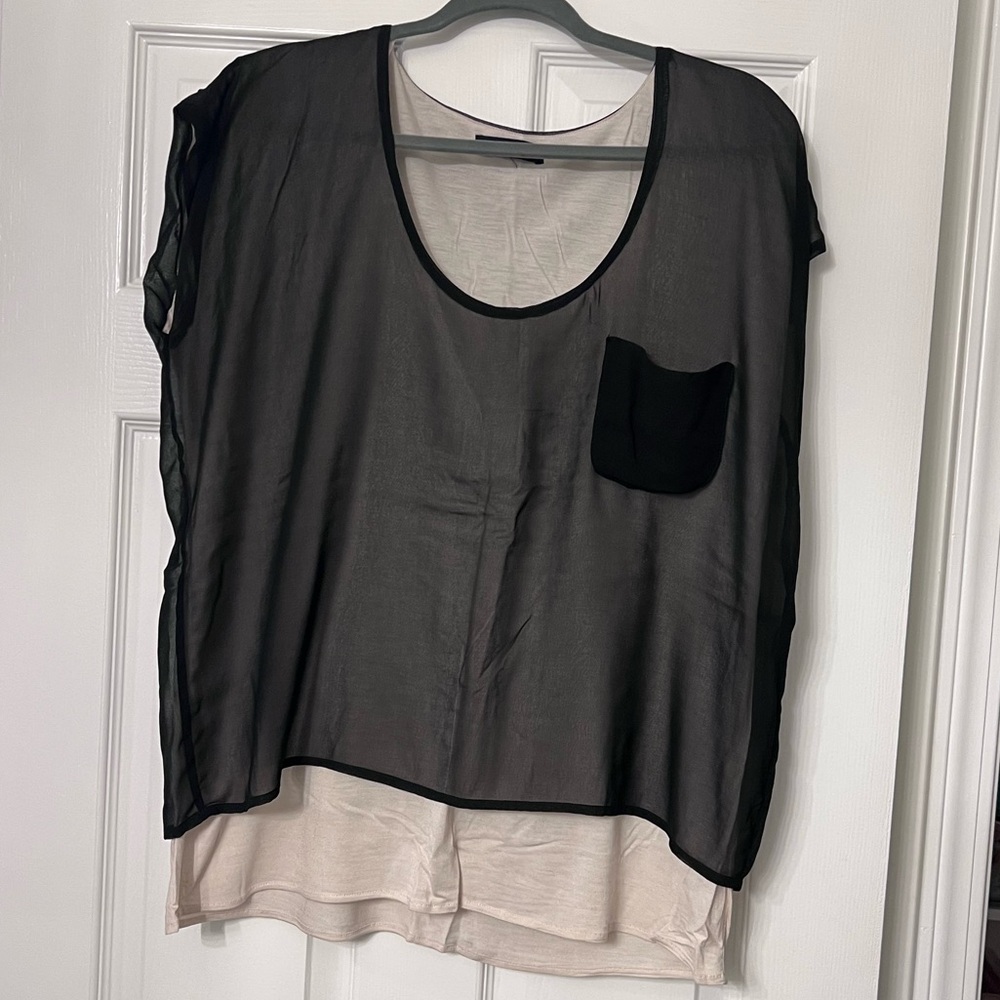 Black Sheer Layered Women's Top